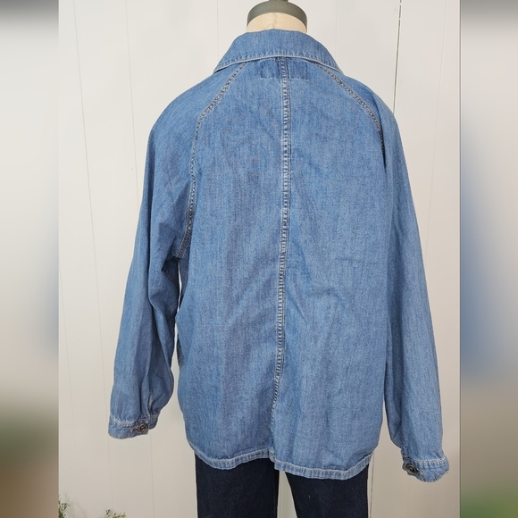 Torrid Size 0 Plus Size Blue Denim Shacket Lightweight 100% Cotton Long Sleeve - Picture 14 of 16